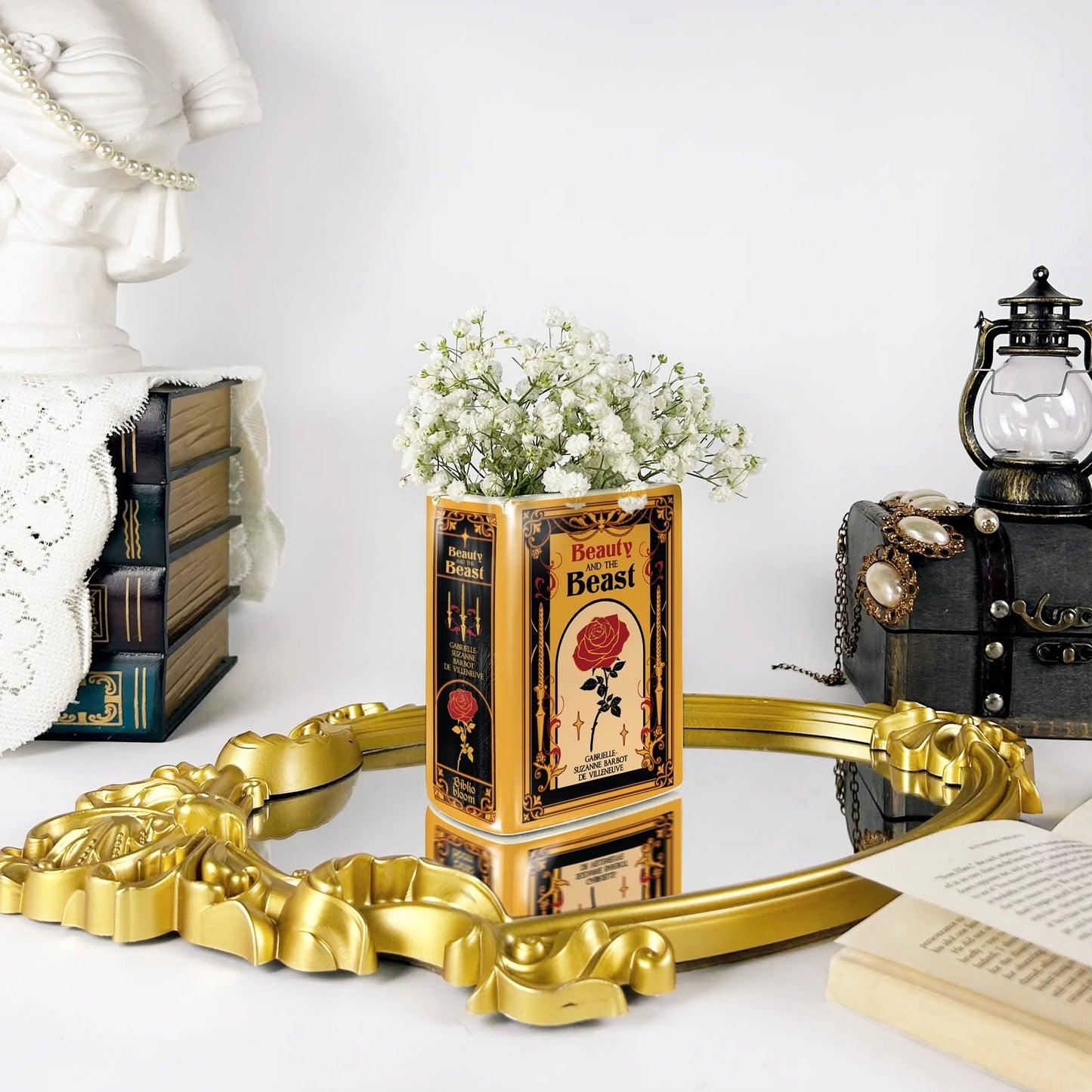 『美女と野獣』陶磁器花瓶［送料込］