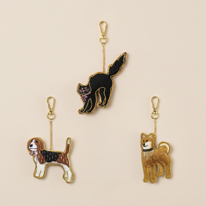 ザリ刺繍 アニマルバッグチャーム／キーホルダー