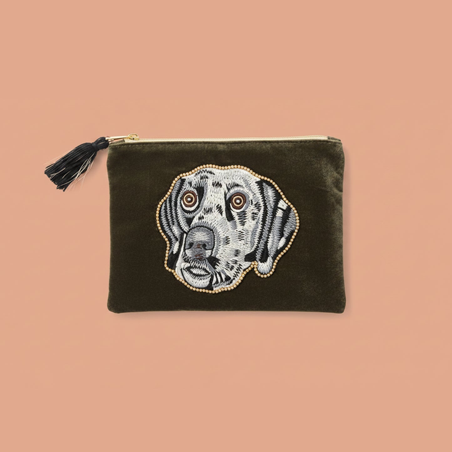 ドッグ刺繡ポーチ