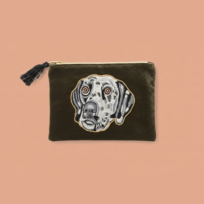 ドッグ刺繡ポーチ