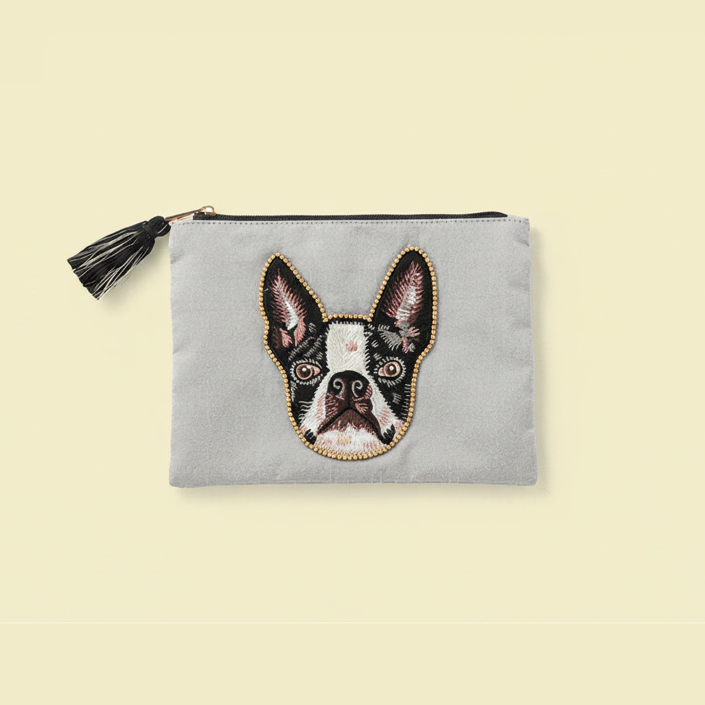 ドッグ刺繡ポーチ